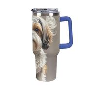 DWTJKMS Shih Tzu Dog - Bicchiere in acciaio inox da 1180 ml, a prova di perdite, grande capacità, con manico, cannuccia a doppia parete, isolamento sottovuoto, riutilizzabile, mantiene freddo o caldo
