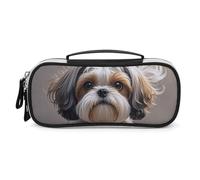 DWTJKMS Shih Tzu Dog Leather Makeup Bag Portatile Piccolo Organizzatore Cosmetico Impermeabile Borse Da Toilette Pennelli Matite E Viaggio Trucco Accessori