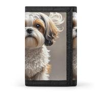 DWTJKMS Shih Tzu Portafoglio minimalista da uomo sottile a tre ante portafogli alla moda moderno portafoglio antifurto per carte e contanti
