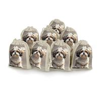 DWTJKMS Shih Tzu - Sacchetti regalo per cani, 8 pezzi, portatili, piccoli, con coulisse, riutilizzabili, in cotone e lino, per matrimoni, viaggi, ufficio, allenamento (unisex)