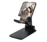 DWTJKMS Shih Tzu - Supporto per telefono cellulare per cani, pieghevole, regolabile in altezza, portatile, adatto a tutti gli smartphone, colore: nero