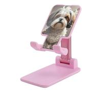 DWTJKMS Shih Tzu - Supporto per telefono cellulare per cani, pieghevole, regolabile in altezza, portatile, per tutti gli smartphone, colore: rosa