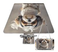 DWTJKMS Shih Tzu, tappetino da picnic per cani, pieghevole, impermeabile, con borsa per la spesa, grande tappetino da picnic all'aperto, 147,3 x 147,3 cm, coperta da campeggio per spiaggia, parco