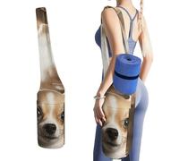 DWTJKMS Simpatica borsa per tappetino da yoga a forma di chihuahua, in tela resistente, con tasca per bottiglia d'acqua e tasca inferiore bagnata, adatta alla maggior parte dei tappetini da yoga