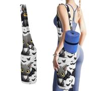 DWTJKMS Simpatica borsa per tappetino da yoga a forma di pipistrello, in tela resistente, con tasca per bottiglia d'acqua e borsa bagnata inferiore, adatta alla maggior parte dei tappetini da yoga di