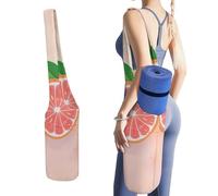DWTJKMS Simpatica borsa per tappetino da yoga a forma di pompelmo, in tela resistente, con tasca per bottiglia d'acqua e borsa bagnata inferiore, adatta alla maggior parte dei tappetini da yoga