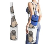 DWTJKMS Simpatica borsa per tappetino da yoga a forma di tricheco, in tela resistente, con tasca per bottiglia d'acqua e borsa bagnata inferiore, adatta alla maggior parte dei tappetini da yoga