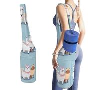DWTJKMS Simpatica borsa per tappetino da yoga in alpaca in tela resistente, con tasca per bottiglia d'acqua e borsa bagnata inferiore, adatta alla maggior parte dei tappetini da yoga
