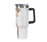 DWTJKMS Simpatica giraffa in acciaio inox Tumbler 1,18 oz a prova di perdite grande capacità tazza auto con manico cannuccia doppia parete sottovuoto tazza isolante riutilizzabile mantiene freddo o