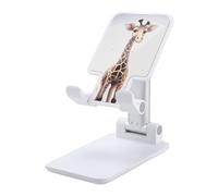 DWTJKMS Simpatica giraffa supporto per telefono cellulare, pieghevole, regolabile in altezza, supporto per telefono cellulare portatile da scrivania, adatto a tutti gli smartphone, stile bianco