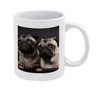 DWTJKMS Simpatico animale domestico carlino tazze da caffè tazza in ceramica bianca con manico in porcellana novità tazza stampa modello tazza da tè carino tazza da latte divertente tazze da caffè per