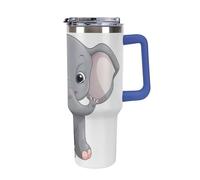 DWTJKMS Simpatico bicchiere in acciaio inox a forma di elefante in stile cartone animato, a prova di perdite, grande capacità, con manico, cannuccia a doppia parete, tazza isolata sottovuoto