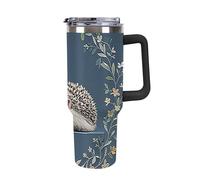 DWTJKMS Simpatico bicchiere in acciaio inox a forma di riccio, 1,18 l, a prova di perdite, grande capacità, con manico, cannuccia a doppia parete, isolamento sottovuoto, riutilizzabile, mantiene