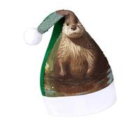 DWTJKMS Simpatico cappello di Babbo Natale con lontra classica pelliccia cappello di Natale spesso cappello per feste di Natale con paillettes divertente cappello invernale per vacanze