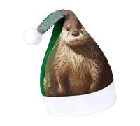 DWTJKMS Simpatico cappello di Babbo Natale con lontra classica pelliccia cappello di Natale spesso cappello per feste di Natale con paillettes divertente cappello invernale per vacanze