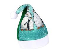 DWTJKMS Simpatico cappello di Babbo Natale con pinguini classici in pelliccia, cappello di Natale spesso con paillettes divertente per vacanze invernali