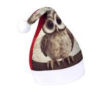 DWTJKMS Simpatico gufo cappello di Babbo Natale classico pelliccia cappello di Natale addensare cappello di Natale con paillettes divertente vacanza invernale Cap
