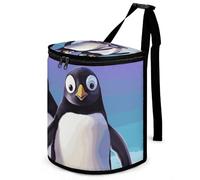 DWTJKMS Simpatico pinguino cestino per auto con coperchio grande capacità appeso cestino automatico a prova di perdite impermeabile cestino auto must have accessori interni