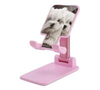 DWTJKMS Simpatico supporto per telefono cellulare a forma di cucciolo di maltese, pieghevole, regolabile in altezza, portatile, supporto per cellulare da scrivania, adatto a tutti gli smartphone