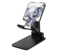 DWTJKMS Simpatico supporto per telefono cellulare a forma di elefante, pieghevole, regolabile in altezza, portatile, supporto per cellulare, da scrivania, adatto a tutti gli smartphone, colore: nero
