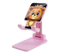 DWTJKMS Simpatico supporto per telefono cellulare a forma di leone in stile cartone animato, pieghevole, regolabile in altezza, portatile, supporto per cellulare, da scrivania, adatto a tutti gli