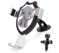 DWTJKMS Simpatico supporto per telefono da auto a forma di elefante in stile cartone animato, supporto universale per auto, adatto per tutti gli smartphone e modelli di auto (nero)