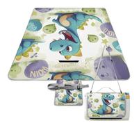 DWTJKMS Simpatico tappetino da picnic a forma di dinosauro, pieghevole, impermeabile, con borsa per tote, grande tappetino da picnic all'aperto, 147,3 x 147,3 cm, coperta da campeggio per spiaggia