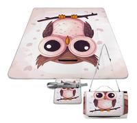 DWTJKMS Simpatico tappetino da picnic a forma di gufo, pieghevole, impermeabile, con borsa per tote, grande tappetino da picnic all'aperto, 147,3 x 147,3 cm, coperta da campeggio per spiaggia, parco