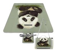 DWTJKMS Simpatico tappetino da picnic a forma di panda, pieghevole, impermeabile, con borsa per la spesa, grande tappetino da picnic all'aperto, 147,3 x 147,3 cm, coperta da campeggio per spiaggia