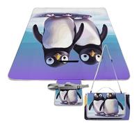 DWTJKMS Simpatico tappetino da picnic a forma di pinguino, pieghevole, impermeabile, con borsa per tote, grande tappetino da picnic all'aperto, 147,3 x 147,3 cm, coperta da campeggio per spiaggia