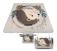 DWTJKMS Simpatico tappetino da picnic a forma di riccio, pieghevole, impermeabile, con borsa per la spesa, grande tappetino da picnic all'aperto, 147,3 x 147,3 cm, coperta da campeggio per spiaggia