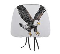 DWTJKMS Sketch of Bald Eagle - Set di 2 copri poggiatesta per auto, regolabili, riutilizzabili, accessori per interni auto, stile vintage, per la maggior parte delle auto
