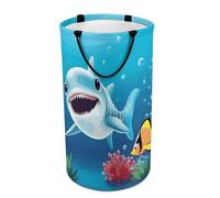 DWTJKMS Smiling Shark - Cesto portabiancheria pieghevole con manici per il trasporto, grande cesto portaoggetti per lavanderia, dormitorio, famiglia