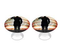 DWTJKMS Soldier Saluting America Flag Cabinet Maniglie Colorate Pomelli per Armadietti Maniglie Solide Cassetti Adatto per Comò Mobili Da Cucina Porte Armadio Cassetti