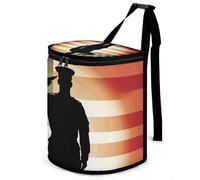 DWTJKMS Soldier Saluting America Flag Car Trash Can con coperchio Grande capacità Appeso Auto Cestino della spazzatura a prova di perdite Impermeabile Pattumiera Auto Must Haves Accessori interni