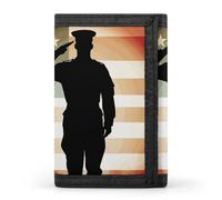 DWTJKMS Soldier Saluting America Flag Wallet Minimalista Mens Slim Trifold Portafogli Moderna Moda Portafogli Antifurto Porta Carte E Contanti