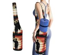 DWTJKMS Soldier Saluting - Borsa per tappetino da yoga con bandiera americana, in tela resistente, con tasca per bottiglia d'acqua e tasca inferiore bagnata, adatta alla maggior parte dei tappetini da