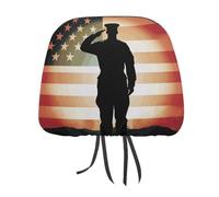 DWTJKMS Soldier Saluting - Coprisedile per auto con bandiera americana, regolabile, riutilizzabile, accessorio per interni dell'auto, accessorio per poggiatesta auto, 1 pezzo, per la maggior parte