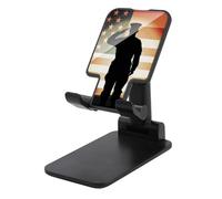 DWTJKMS Soldier Saluting - Supporto per cellulare con bandiera americana, pieghevole, regolabile in altezza, portatile, per tutti gli smartphone, colore: nero
