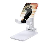 DWTJKMS Soldier Saluting - Supporto per telefono cellulare con bandiera americana, pieghevole, regolabile in altezza, portatile, adatto a tutti gli smartphone, colore: bianco