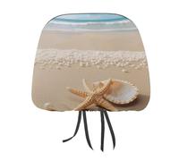 DWTJKMS Starfish Shell and Beach Car Seat Headrest Cover 1 PCS regolabile riutilizzabile, accessori interni auto carino vintage poggiatesta protezione sedili, copertura per la maggior parte delle auto