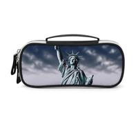 DWTJKMS Statua della Libertà Borsa di Trucco In Pelle Portatile Piccolo Organizzatore Cosmetico Impermeabile Borse Da Toilette Pennelli Matite E Viaggio Trucco Accessori