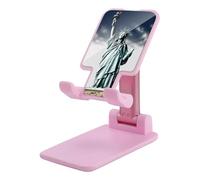 DWTJKMS Statua della Libertà Supporto per telefono cellulare doppio pieghevole, regolabile in altezza Supporto per telefono cellulare portatile Supporto da tavolo per tutti gli smartphone, stile rosa
