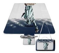 DWTJKMS Statua della Libertà, tappetino da picnic pieghevole impermeabile con borsa tote grande tappetino da picnic all'aperto 147,3 x 147,3 cm coperta da campeggio per spiaggia, parco, viaggi