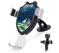 DWTJKMS Stormy Waves, supporto per telefono da auto, stile vintage, a forma di barca a vela, universale, adatto per tutti gli smartphone e modelli di auto, colore: nero