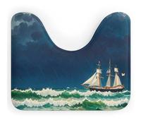 DWTJKMS Stormy Waves - Tappeto da bagno a forma di U in stile vintage, ad asciugatura rapida, assorbente, antiscivolo, per pavimento del bagno (50,8 x 40,6 cm)