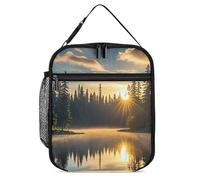 DWTJKMS Sunrise on The Lake, borsa termica per il pranzo, a prova di perdite, per uomini e donne, con manico, riutilizzabile, isolata, per ufficio, lavoro, picnic