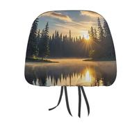 DWTJKMS Sunrise on The Lake - Copertura per poggiatesta auto, regolabile, riutilizzabile, accessorio per interni auto, stile vintage, per la maggior parte delle auto, 1 pezzo