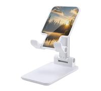 DWTJKMS Sunrise on The Lake, supporto per telefono cellulare, pieghevole, regolabile in altezza, portatile, supporto per cellulare, da scrivania, adatto a tutti gli smartphone, stile bianco
