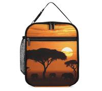 DWTJKMS Sunset African Savanna Borsa termica per il pranzo, a prova di perdite, per uomini e donne, con manico, riutilizzabile, isolata, per ufficio, lavoro, picnic